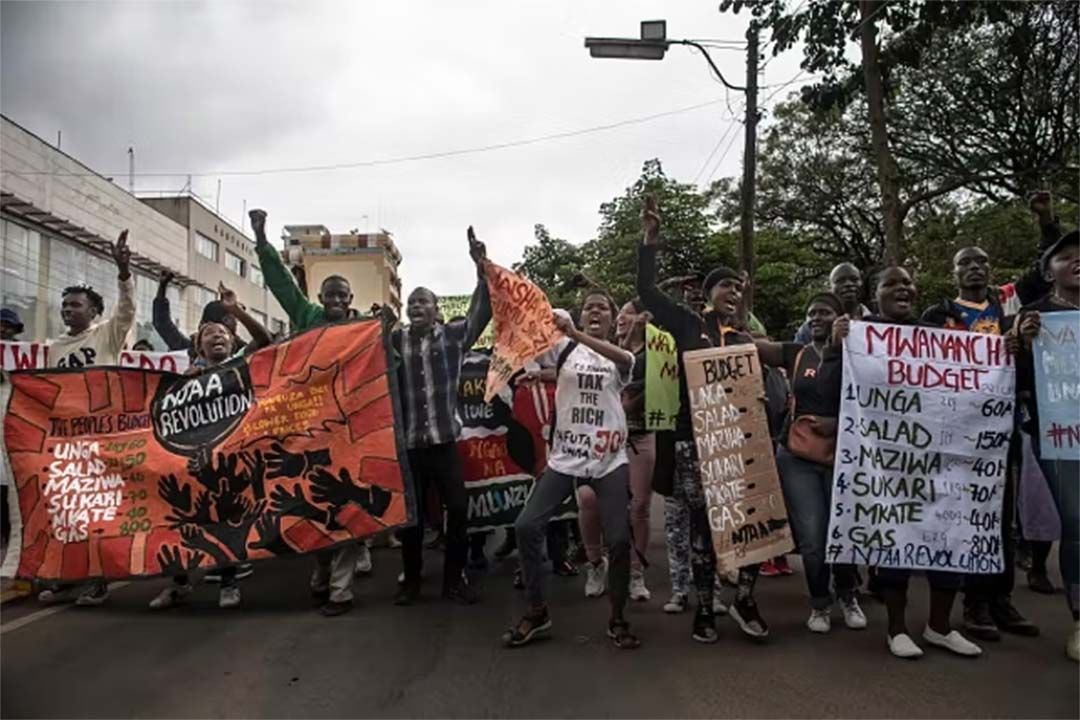 March 17th, 2022. Activists, referring to themselves as the “Njaa Revolution” (meaning Hunger Revolution), protest the high increase in foodstuff commodities. Photo credit by TONY KARUMBA/AFP.